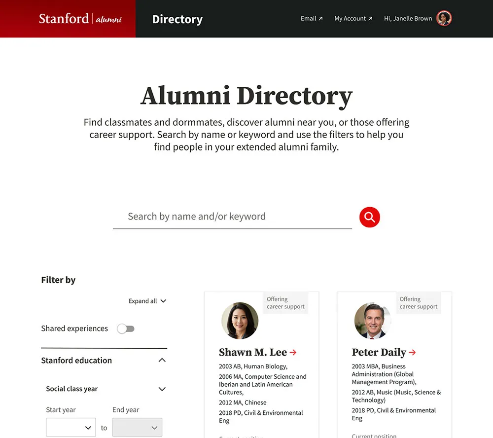 Alumni Directory website