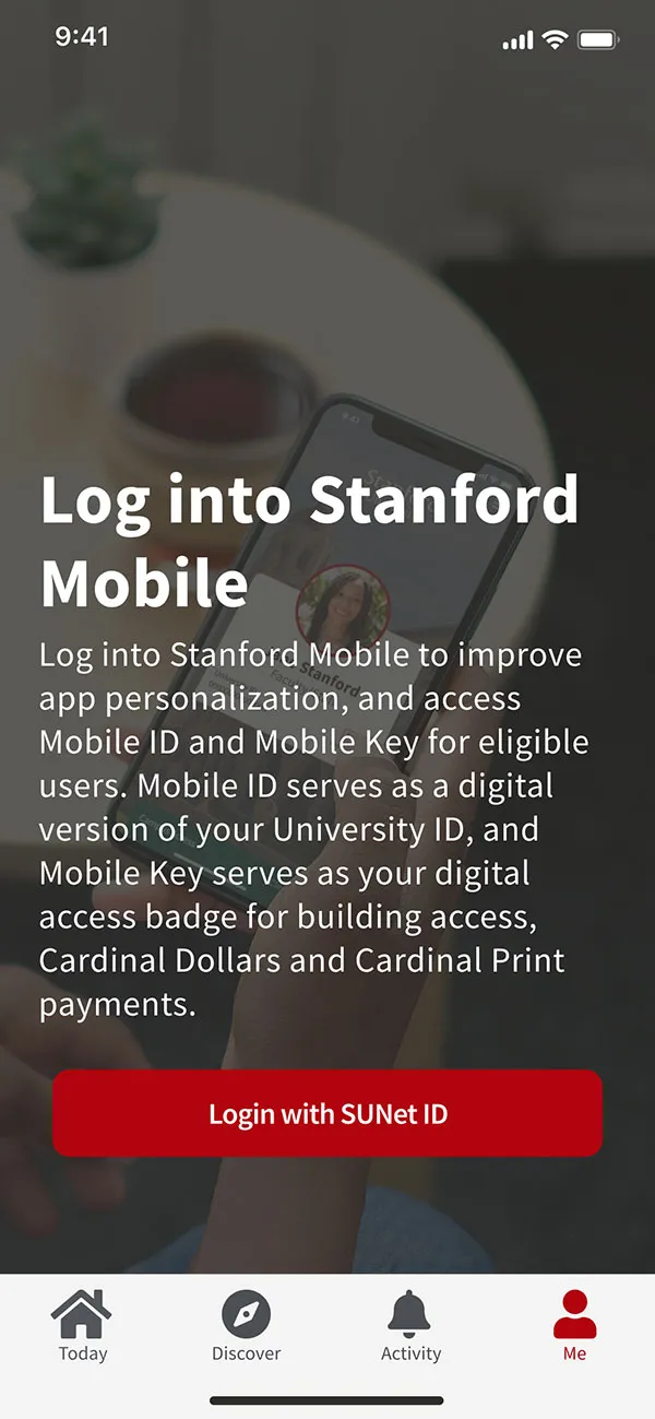 Stanford Mobile login screen